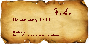 Hohenberg Lili névjegykártya